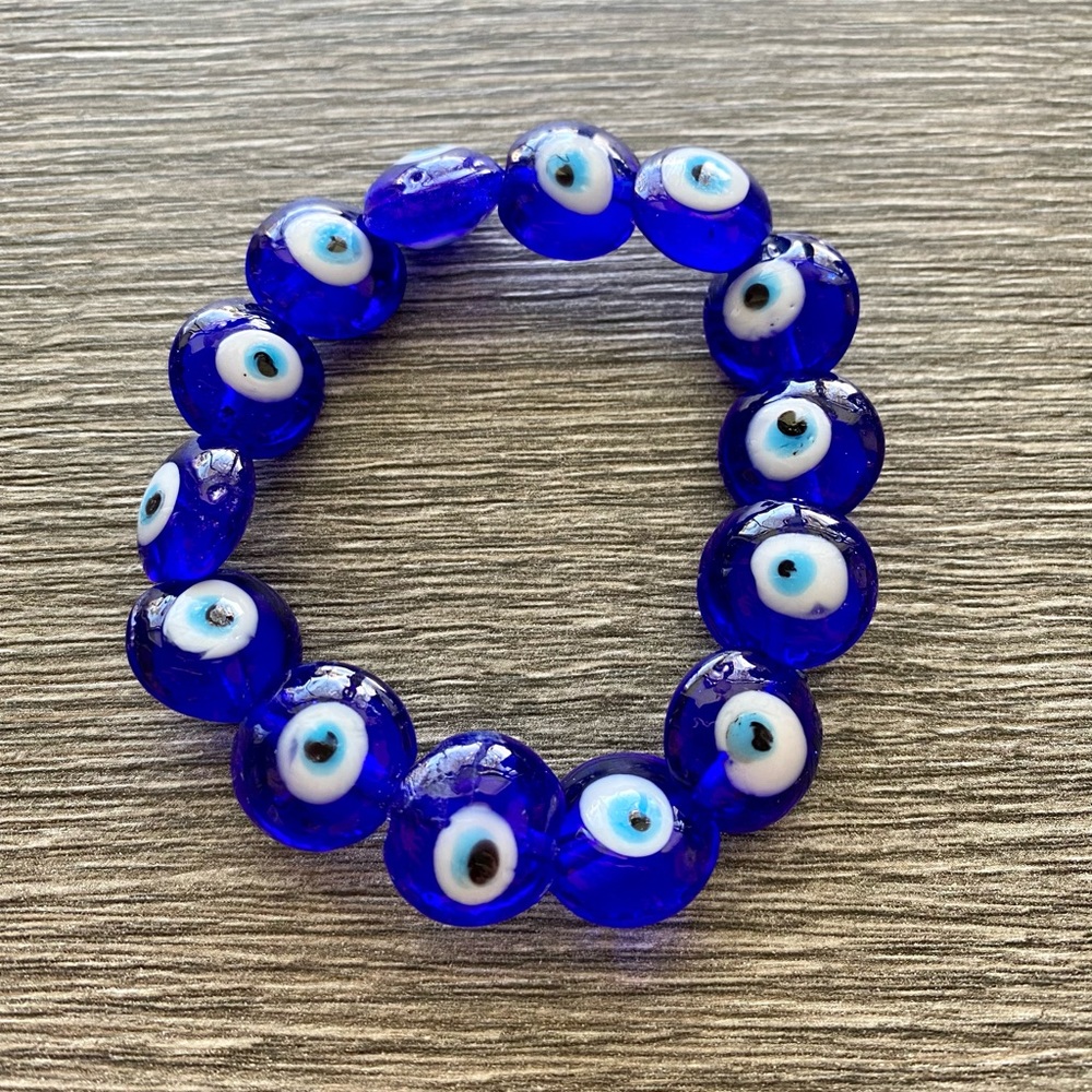 Blue evil eye bracelet.  One size